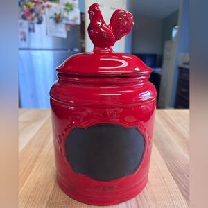 Red Ceramic Rooster Cookie Jar